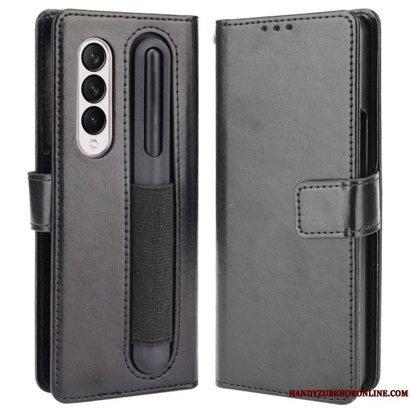 Flip Cover Samsung Galaxy Z Fold 4 Med Snor Retro Business Strappy