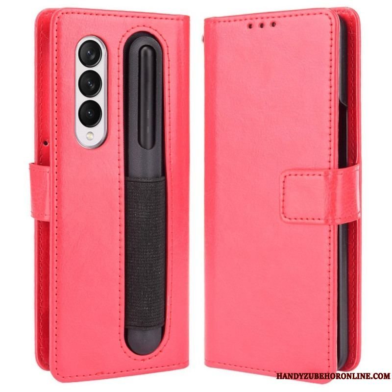 Flip Cover Samsung Galaxy Z Fold 4 Med Snor Retro Business Strappy