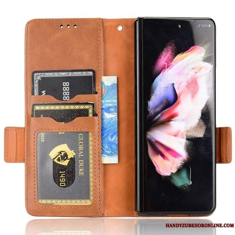 Flip Cover Samsung Galaxy Z Fold 4 Mønster Perforerede Trekanter Lanyard