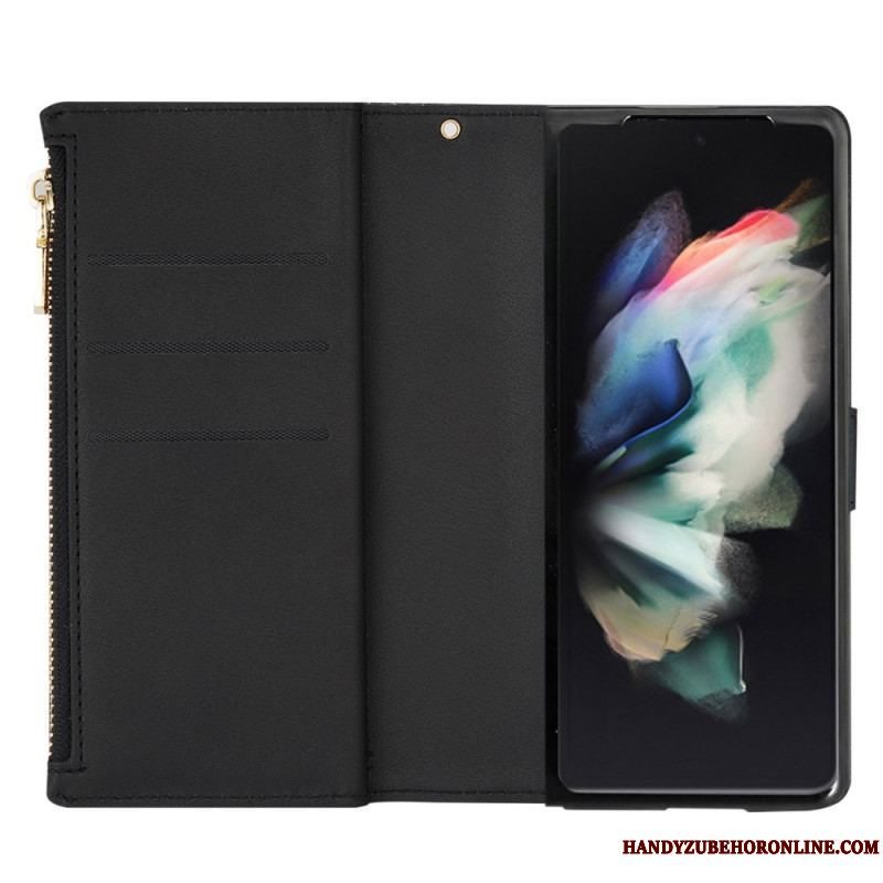 Flip Cover Samsung Galaxy Z Fold 4 Ultra Pailletter Med Strop