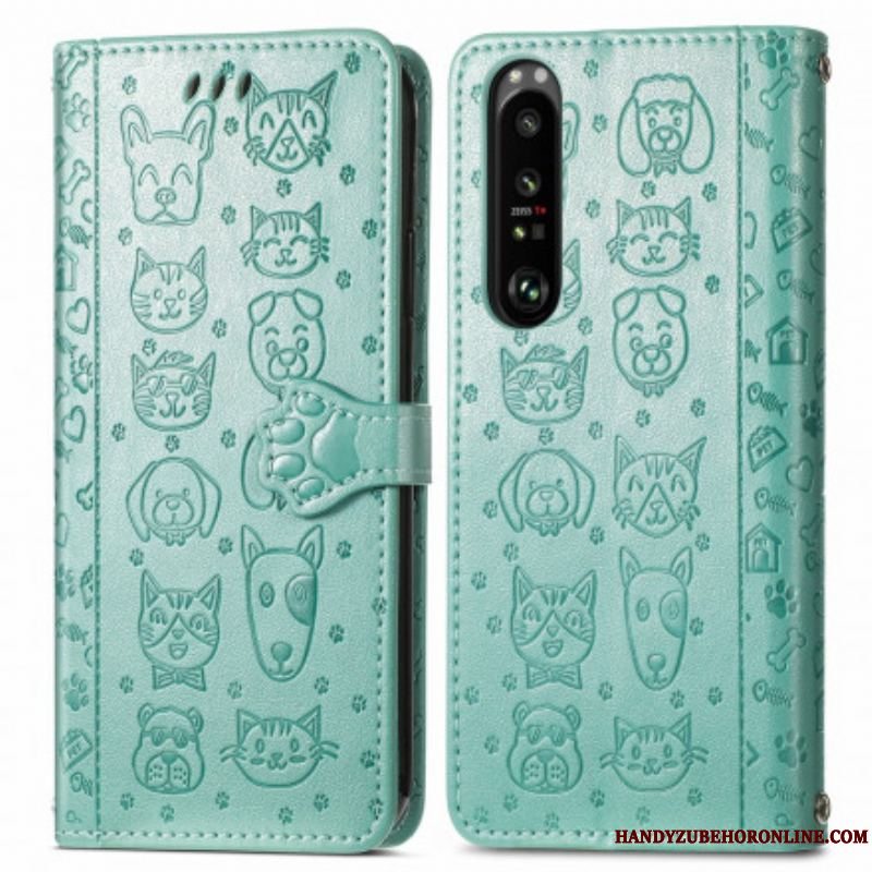 Flip Cover Sony Xperia 1 III Animerede Dyr