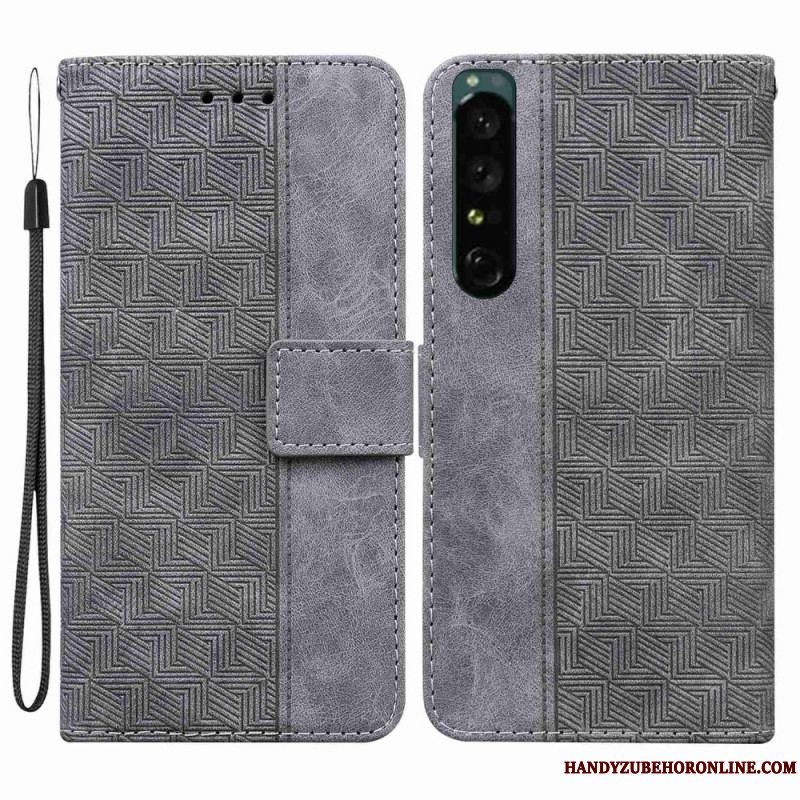 Flip Cover Sony Xperia 1 IV Med Snor Strappy Mønster