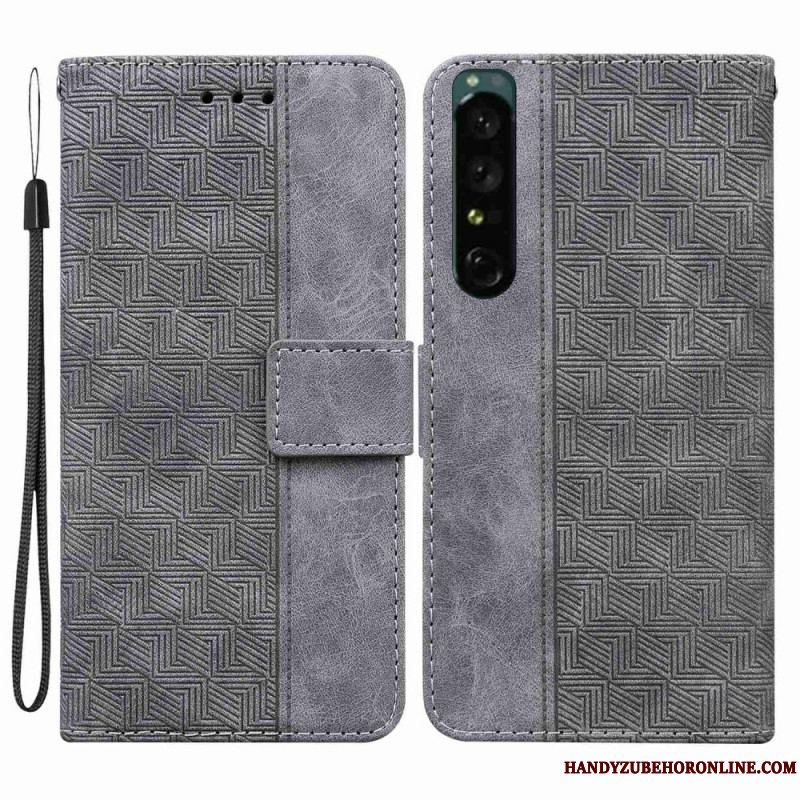 Flip Cover Sony Xperia 1 IV Med Snor Strappy Mønster