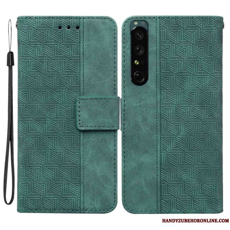 Flip Cover Sony Xperia 1 IV Med Snor Strappy Mønster