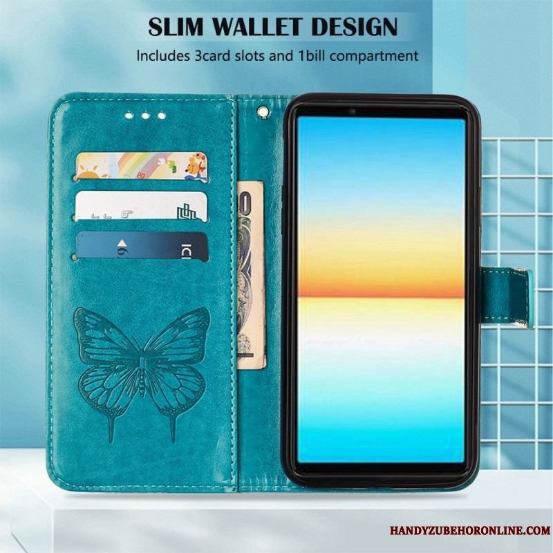 Flip Cover Sony Xperia 10 IV Sommerfugl Med Snor