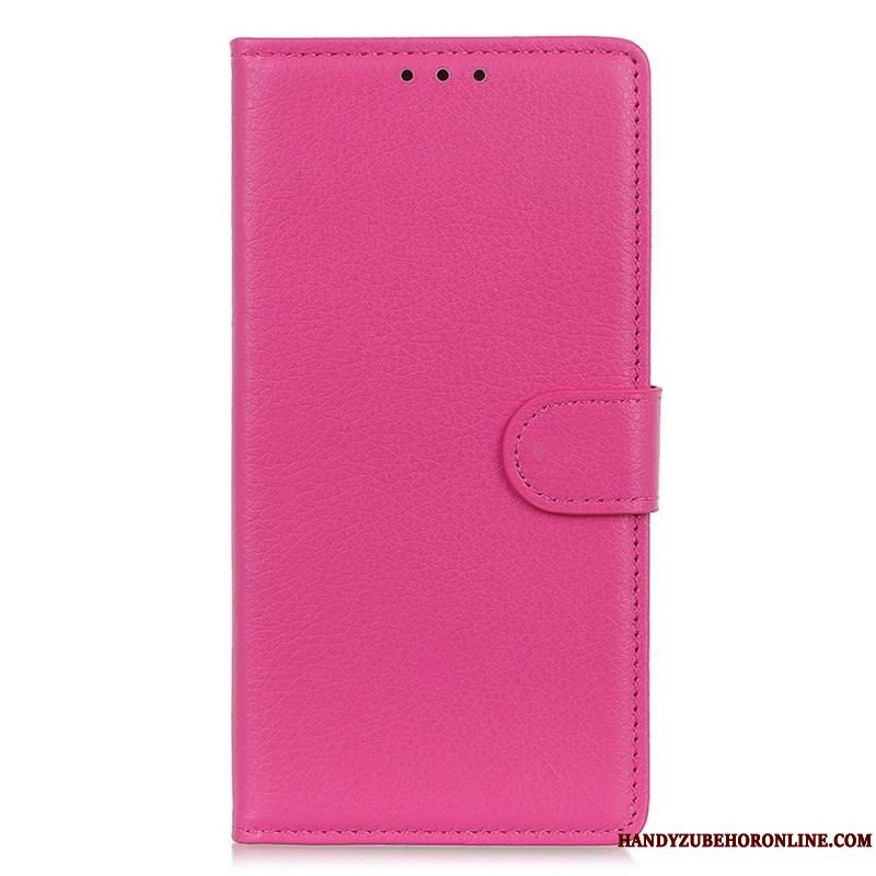 Flip Cover Sony Xperia 5 IV Traditionelt Litchi Imiteret Læder