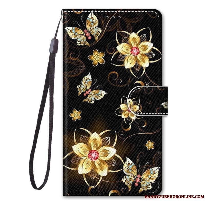 Flip Cover Xiaomi 12 / 12X Med Snor Strappy Floral