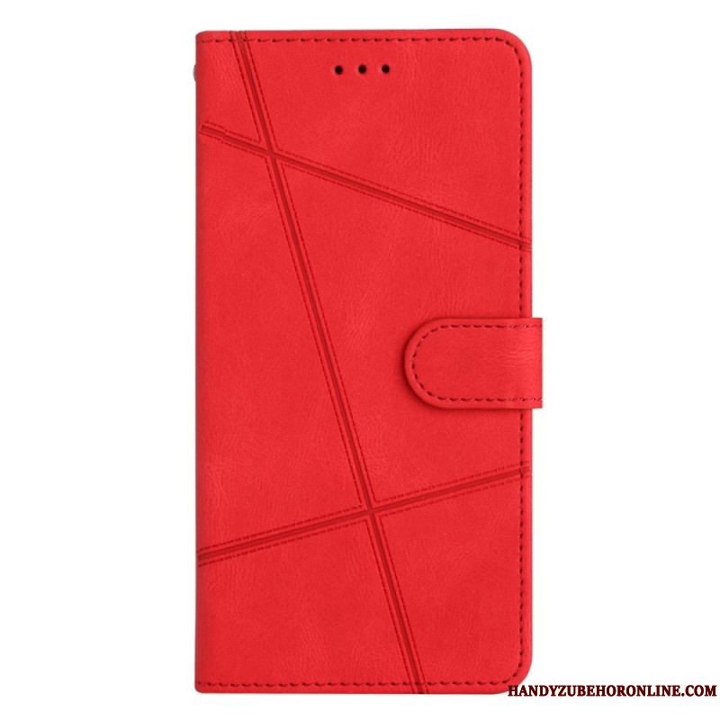 Flip Cover Xiaomi 12 Lite Med Snor Læder Effekt Strop Linjer