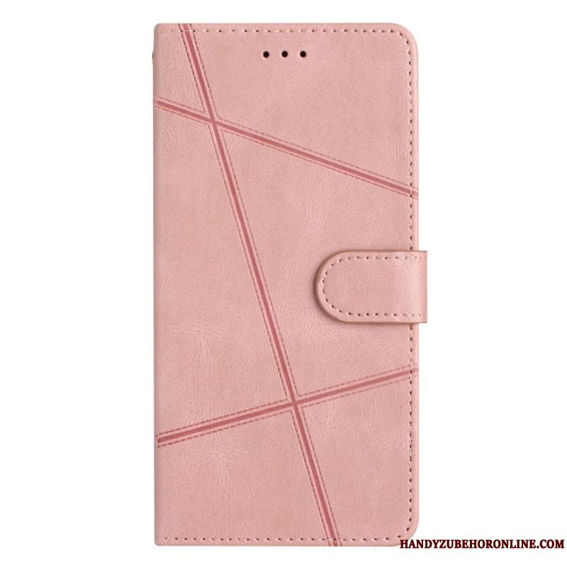 Flip Cover Xiaomi 12 Lite Med Snor Læder Effekt Strop Linjer