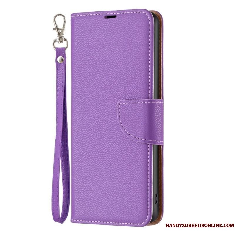 Flip Cover Xiaomi 12T / 12T Pro Med Snor Strappy Litchi-læderstil