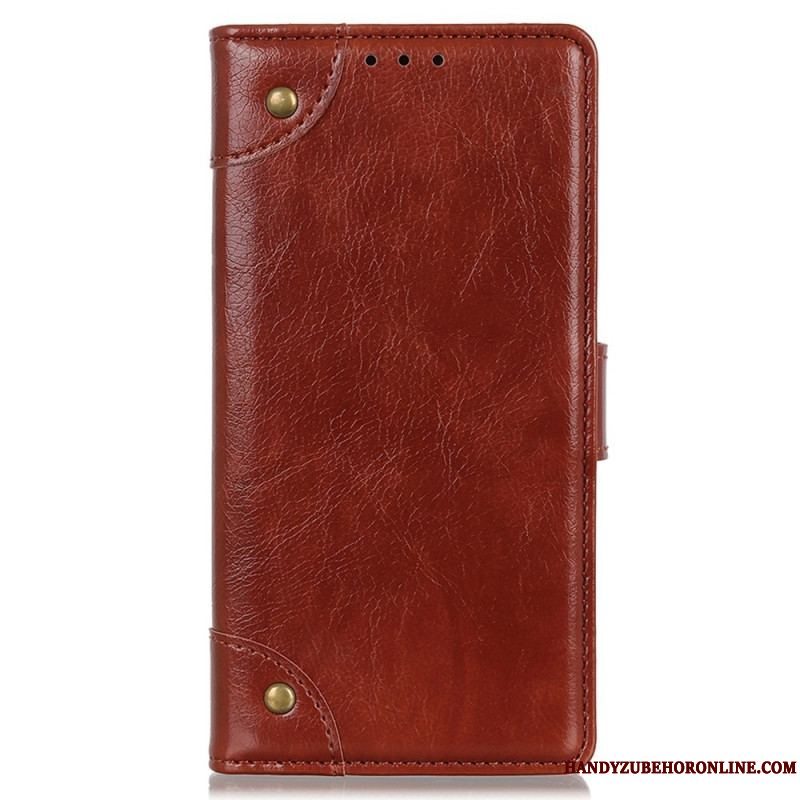 Flip Cover Xiaomi 12T / 12T Pro Style Nappa Læder Vintage Nitter