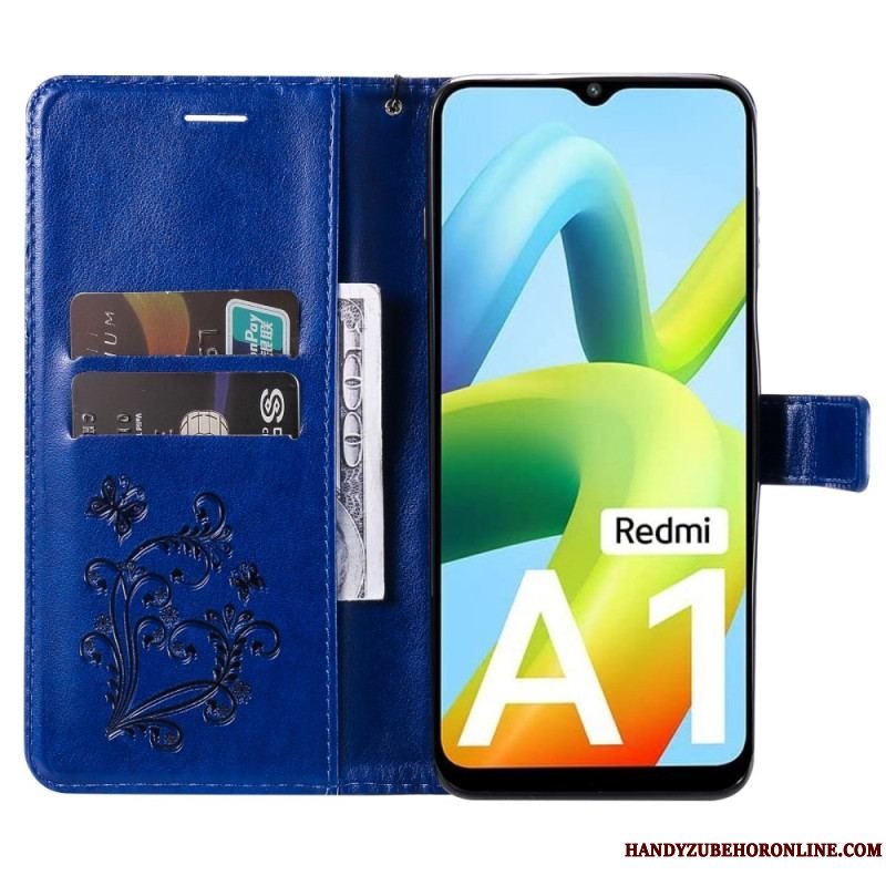 Flip Cover Xiaomi Redmi A1 Med Snor Kæmpe Sommerfugle Med Rem