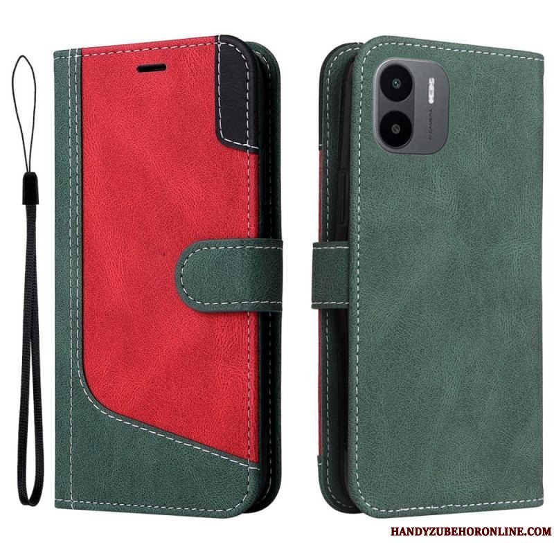 Flip Cover Xiaomi Redmi A1 Med Snor Trefarvet Rem