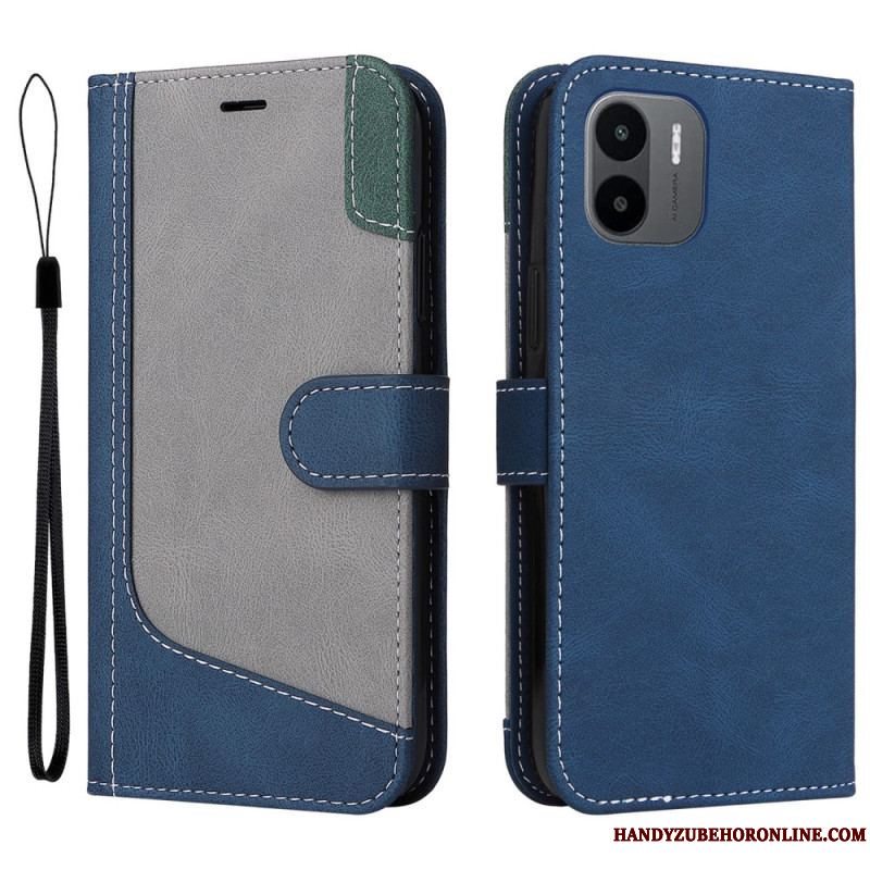 Flip Cover Xiaomi Redmi A1 Med Snor Trefarvet Rem