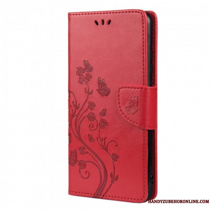 Flip Cover Xiaomi Redmi Note 10 / 10S Asiatiske Sommerfugle Og Blomster