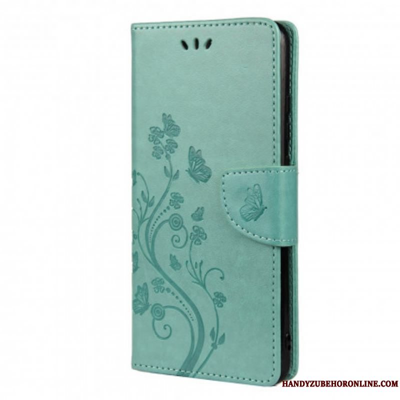 Flip Cover Xiaomi Redmi Note 10 / 10S Asiatiske Sommerfugle Og Blomster