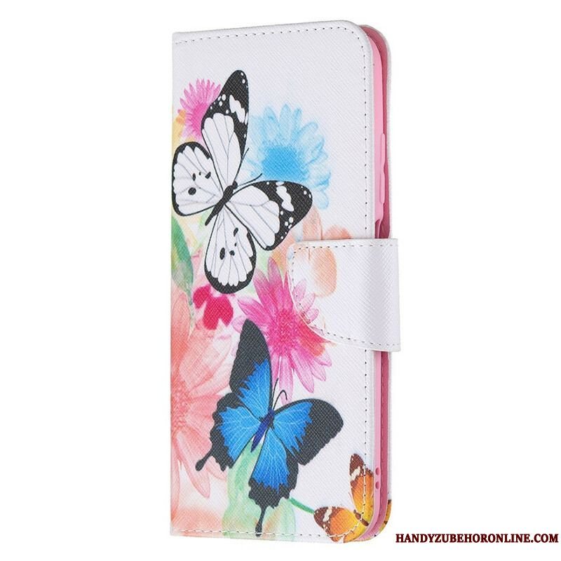 Flip Cover Xiaomi Redmi Note 10 5G Sommerfugle Og Blomster