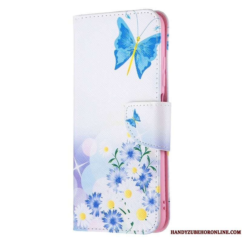 Flip Cover Xiaomi Redmi Note 10 5G Sommerfugle Og Blomster