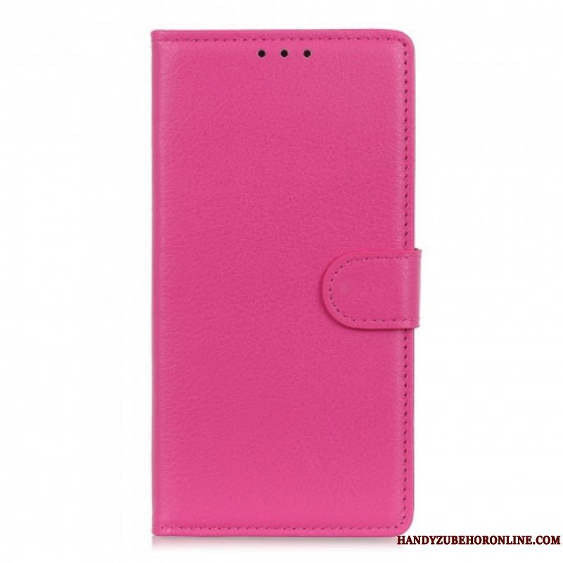 Flip Cover Xiaomi Redmi Note 10 5G Traditionelt Litchi Imiteret Læder