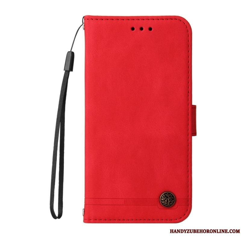 Flip Cover Xiaomi Redmi Note 10 Pro Imiteret Læder Nitte Og Rem