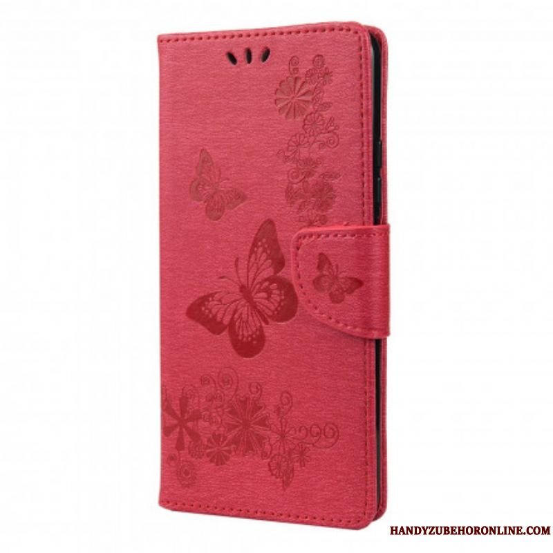 Flip Cover Xiaomi Redmi Note 10 Pro Kun Sommerfugle Med Snor