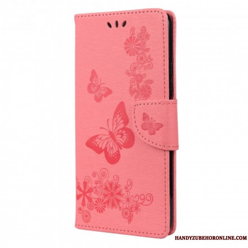 Flip Cover Xiaomi Redmi Note 10 Pro Kun Sommerfugle Med Snor