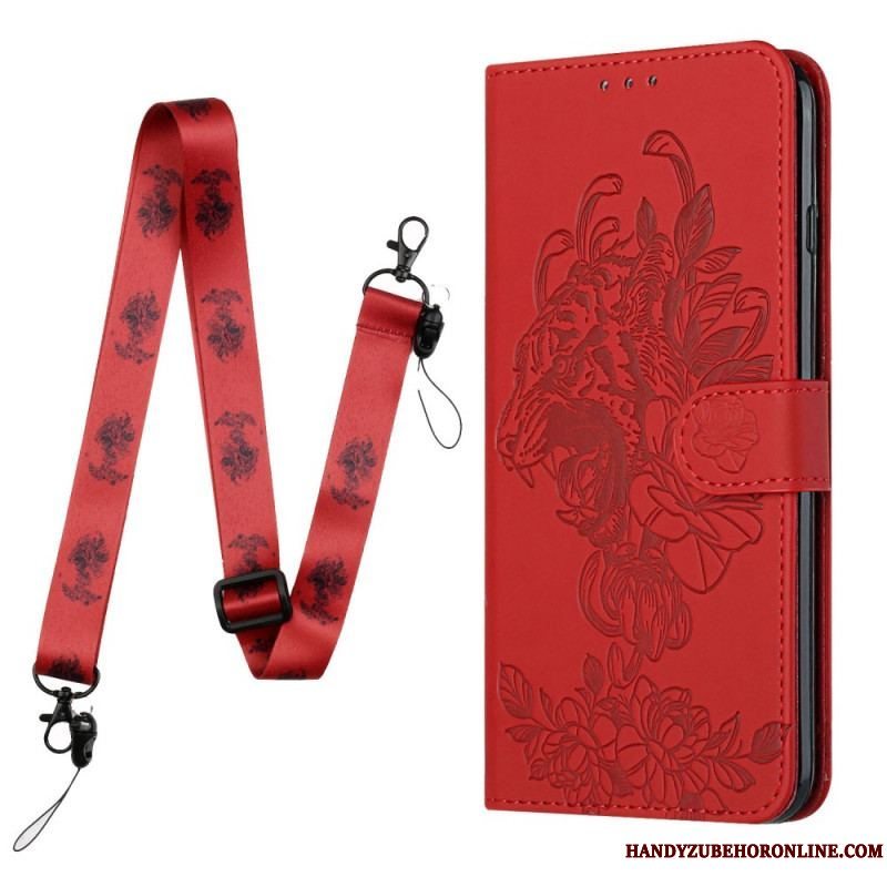 Flip Cover Xiaomi Redmi Note 10 Pro Med Snor Barok Strappy Tiger