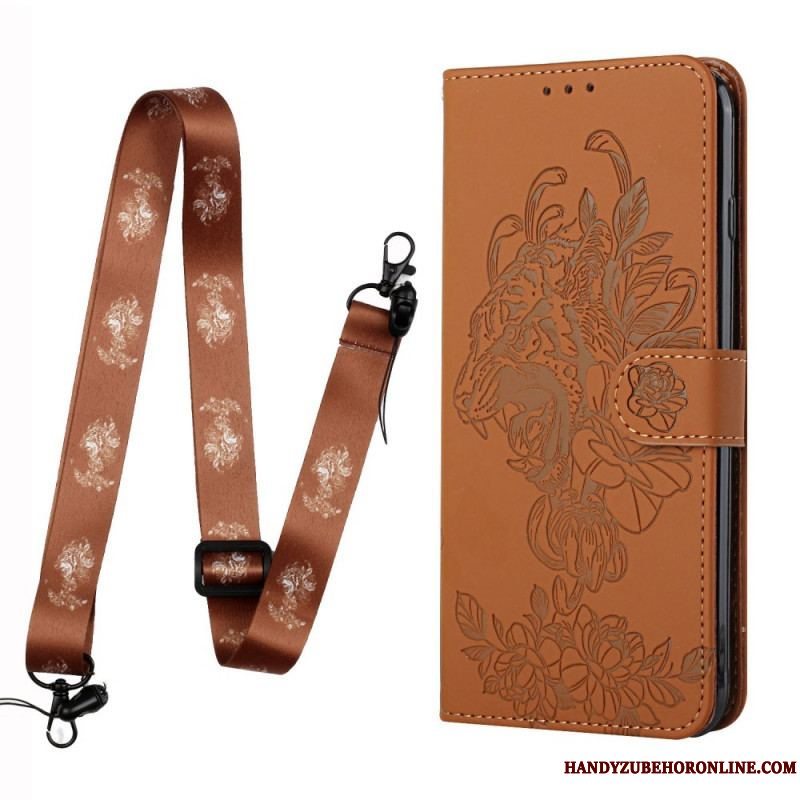 Flip Cover Xiaomi Redmi Note 10 Pro Med Snor Barok Strappy Tiger