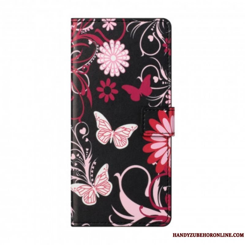 Flip Cover Xiaomi Redmi Note 10 Pro Sommerfugle Og Blomster