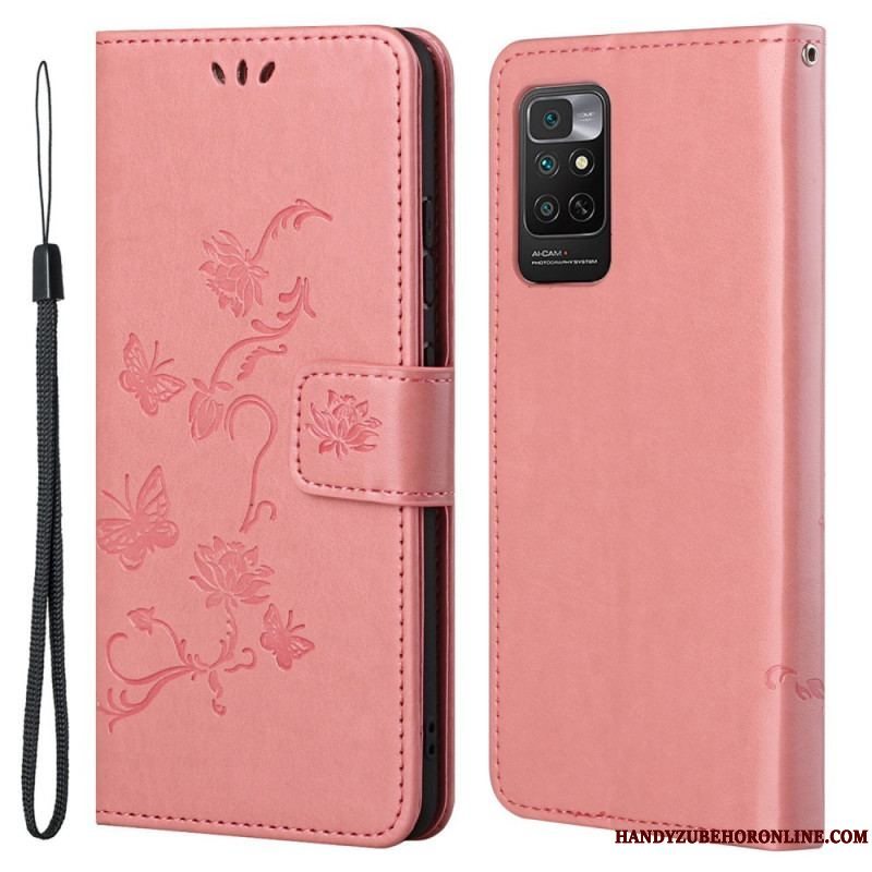 Flip Cover Xiaomi Redmi Note 11 / 11S Med Snor Rem Blomster