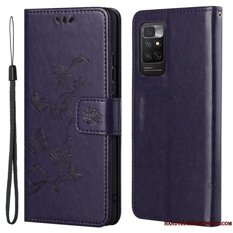 Flip Cover Xiaomi Redmi Note 11 / 11S Med Snor Rem Blomster