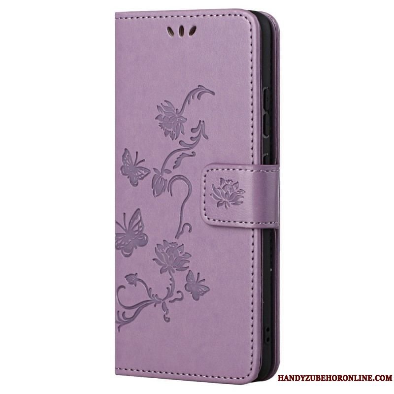 Flip Cover Xiaomi Redmi Note 11 / 11S Med Snor Rem Blomster