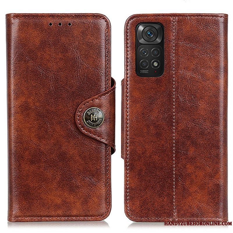 Flip Cover Xiaomi Redmi Note 11 / 11S Skinnende Imiteret Læder Knap