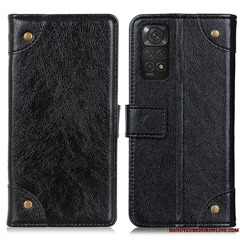 Flip Cover Xiaomi Redmi Note 11 / 11S Style Nappa Læder Vintage Nitter