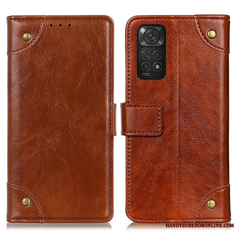 Flip Cover Xiaomi Redmi Note 11 / 11S Style Nappa Læder Vintage Nitter