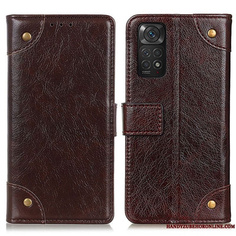 Flip Cover Xiaomi Redmi Note 11 / 11S Style Nappa Læder Vintage Nitter