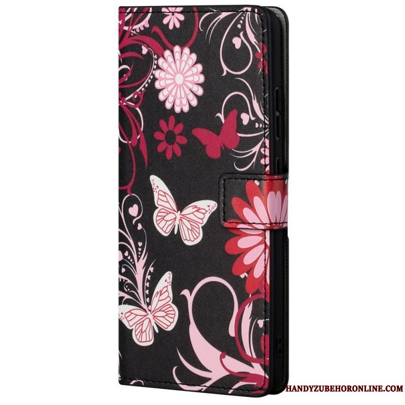 Flip Cover Xiaomi Redmi Note 11 Pro / 11 Pro 5G Sommerfugle Og Blomster