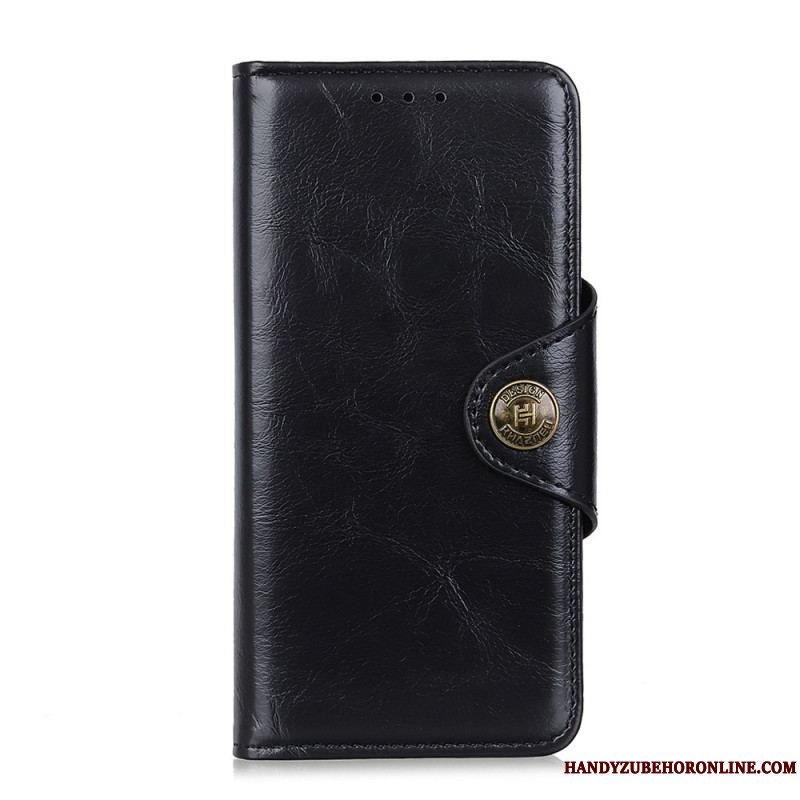 Flip Cover Xiaomi Redmi Note 11 Pro Plus 5G Patentknap I Imiteret Læder Khazneh