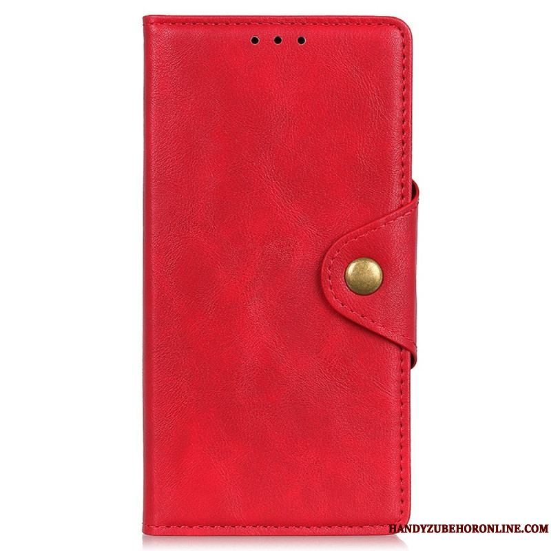 Flip Cover Xiaomi Redmi Note 12 4G Magnetisk Knap I Imiteret Læder