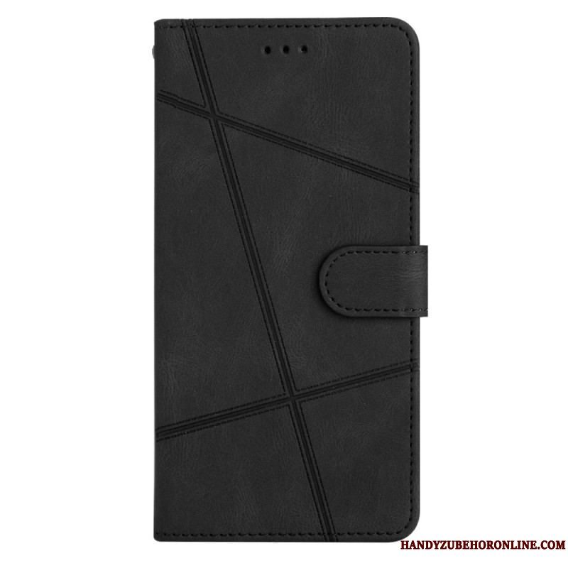 Flip Cover Xiaomi Redmi Note 12 4G Med Snor Strappy Geometrisk