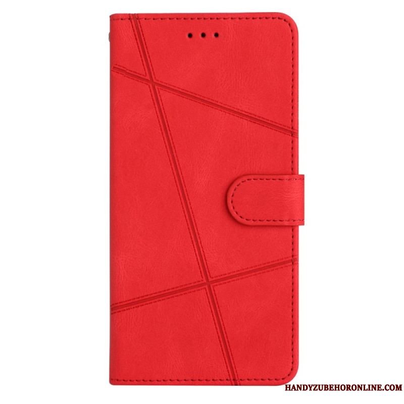 Flip Cover Xiaomi Redmi Note 12 4G Med Snor Strappy Geometrisk