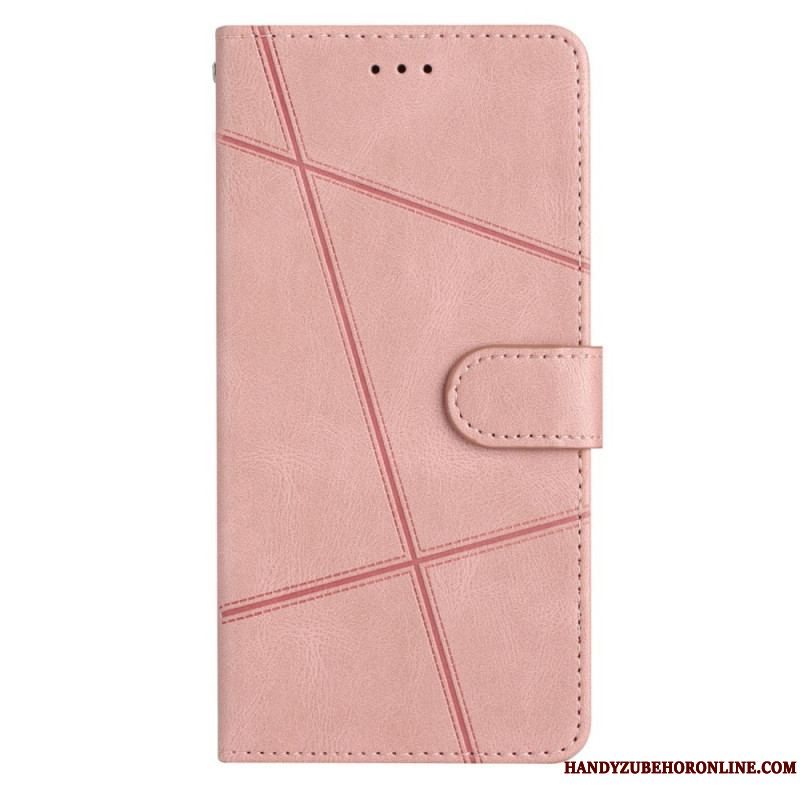 Flip Cover Xiaomi Redmi Note 12 4G Med Snor Strappy Geometrisk