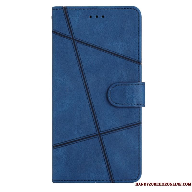 Flip Cover Xiaomi Redmi Note 12 4G Med Snor Strappy Geometrisk