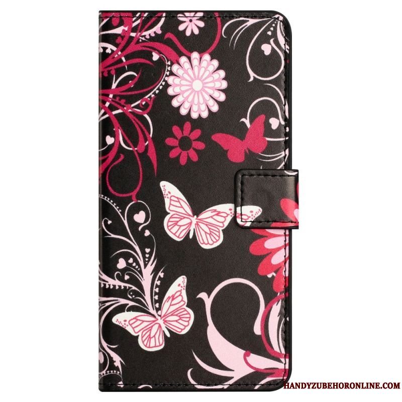 Flip Cover Xiaomi Redmi Note 12 4G Smukke Sommerfugle