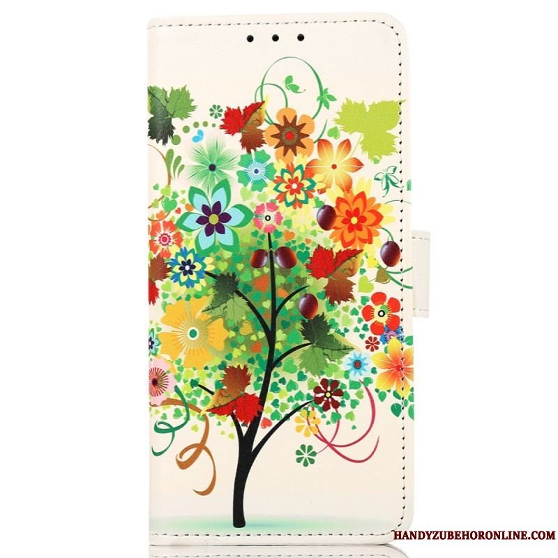 Flip Cover Xiaomi Redmi Note 12 4G Træ Med Farverigt Løv