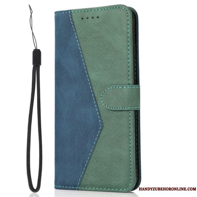 Flip Cover Xiaomi Redmi Note 12 5G Med Snor Tofarvet Rem