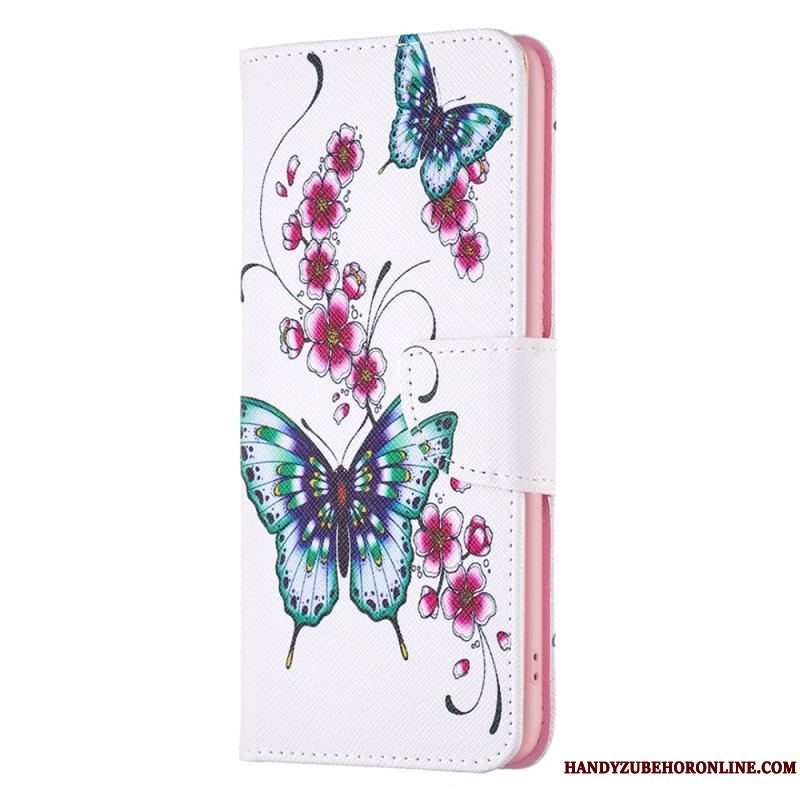 Flip Cover Xiaomi Redmi Note 12 5G Sommerfugle