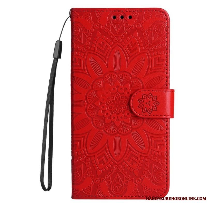 Flip Cover Xiaomi Redmi Note 12 Pro Plus Med Snor Mandala Dekoration Med Rem