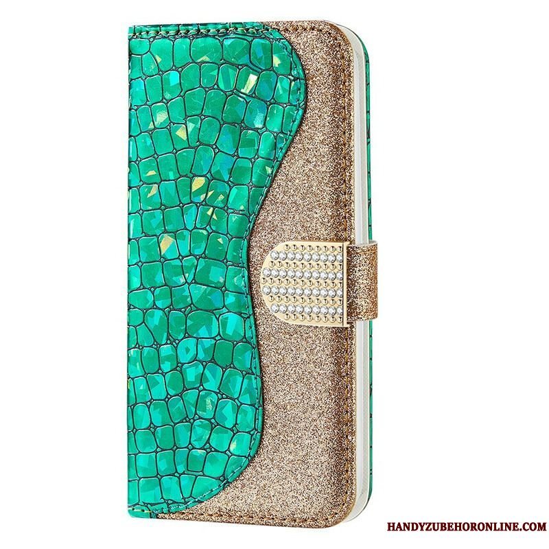 Flip Cover iPhone 13 Mini Krokodille Diamanter