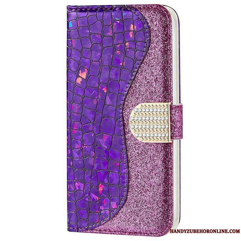 Flip Cover iPhone 13 Mini Krokodille Diamanter